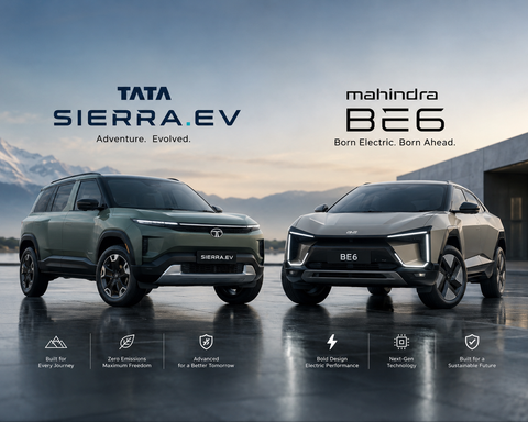 Tata Sierra EV vs Mahindra BE 6 Explained: Compare Battery, Range, Features & Price